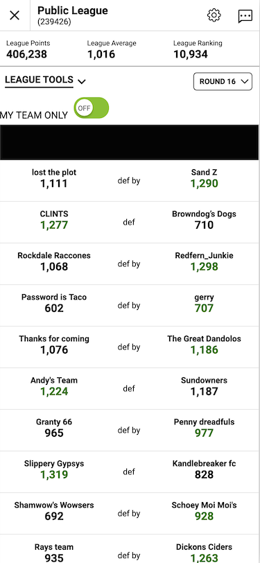 Classic leagues mobile fixtures